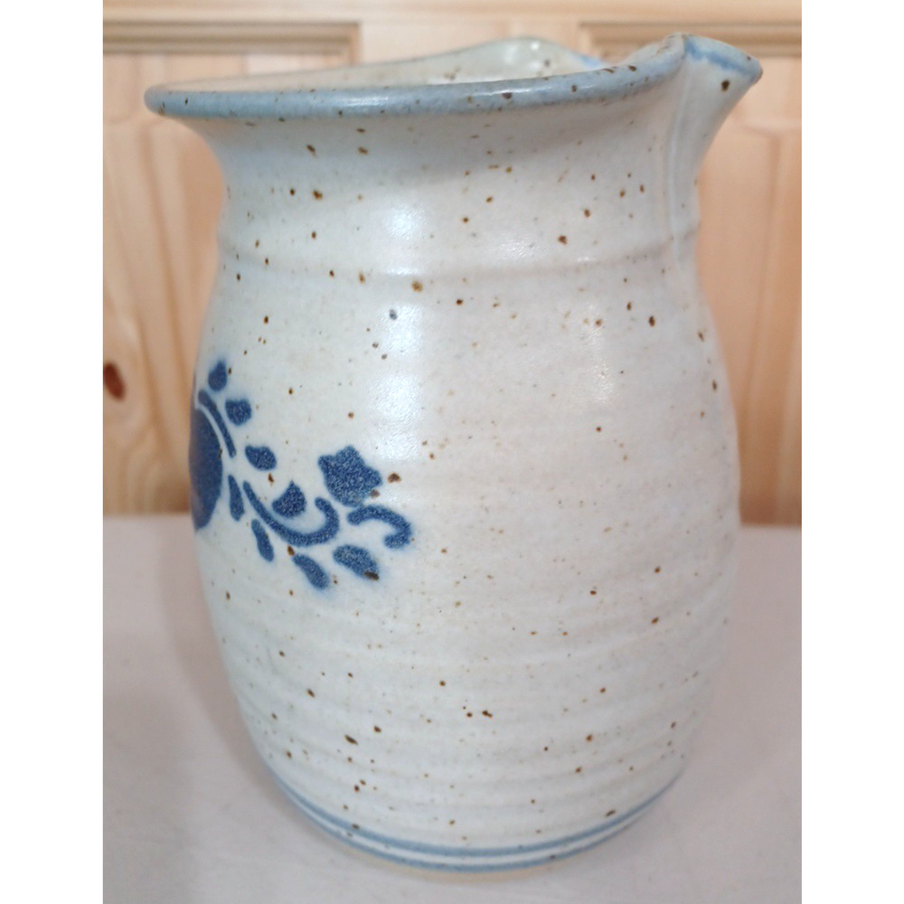 VTG Blue Heart Salt Speckled Stoneware Wall Vase Pocket 7x4 Country Cottage - Picture 3 of 16